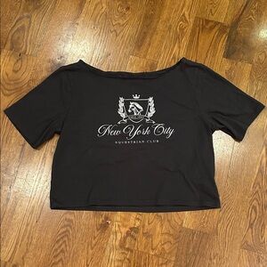 Wild Fable Black Crop Top with White Print